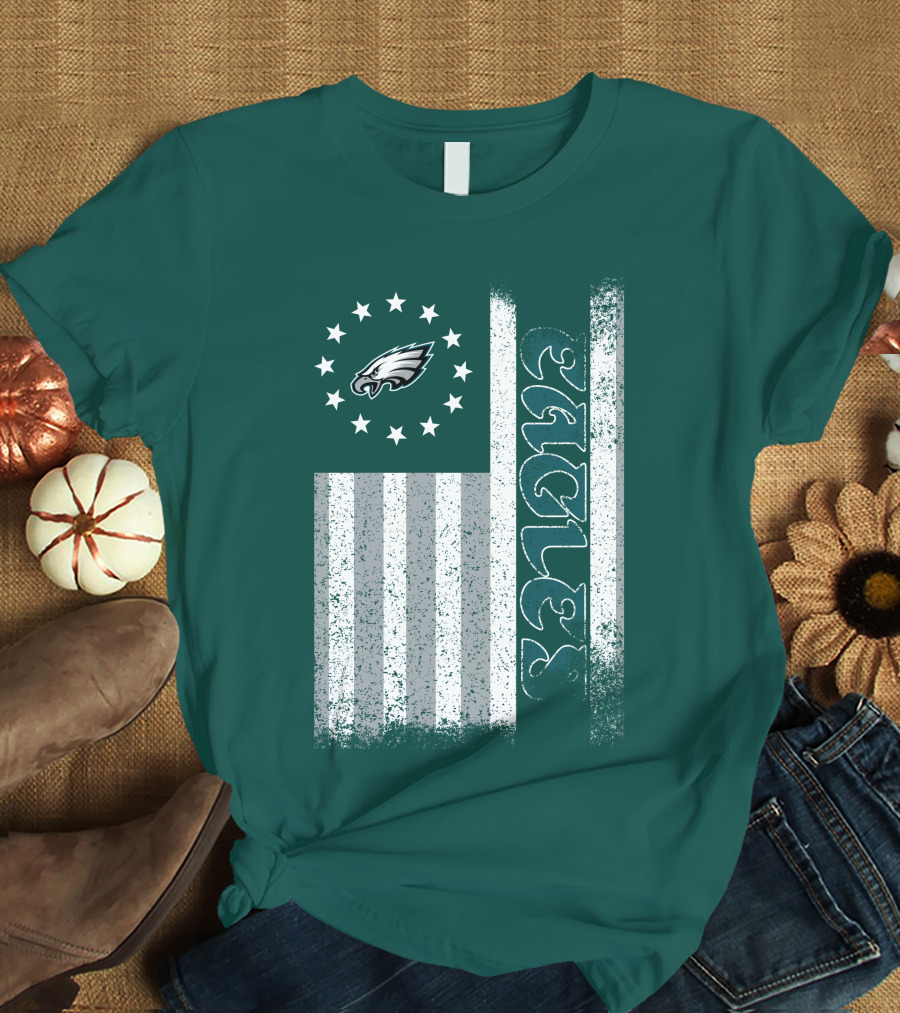 Philadelphia Eagles Stars And Stripes American Flag T-Shirt