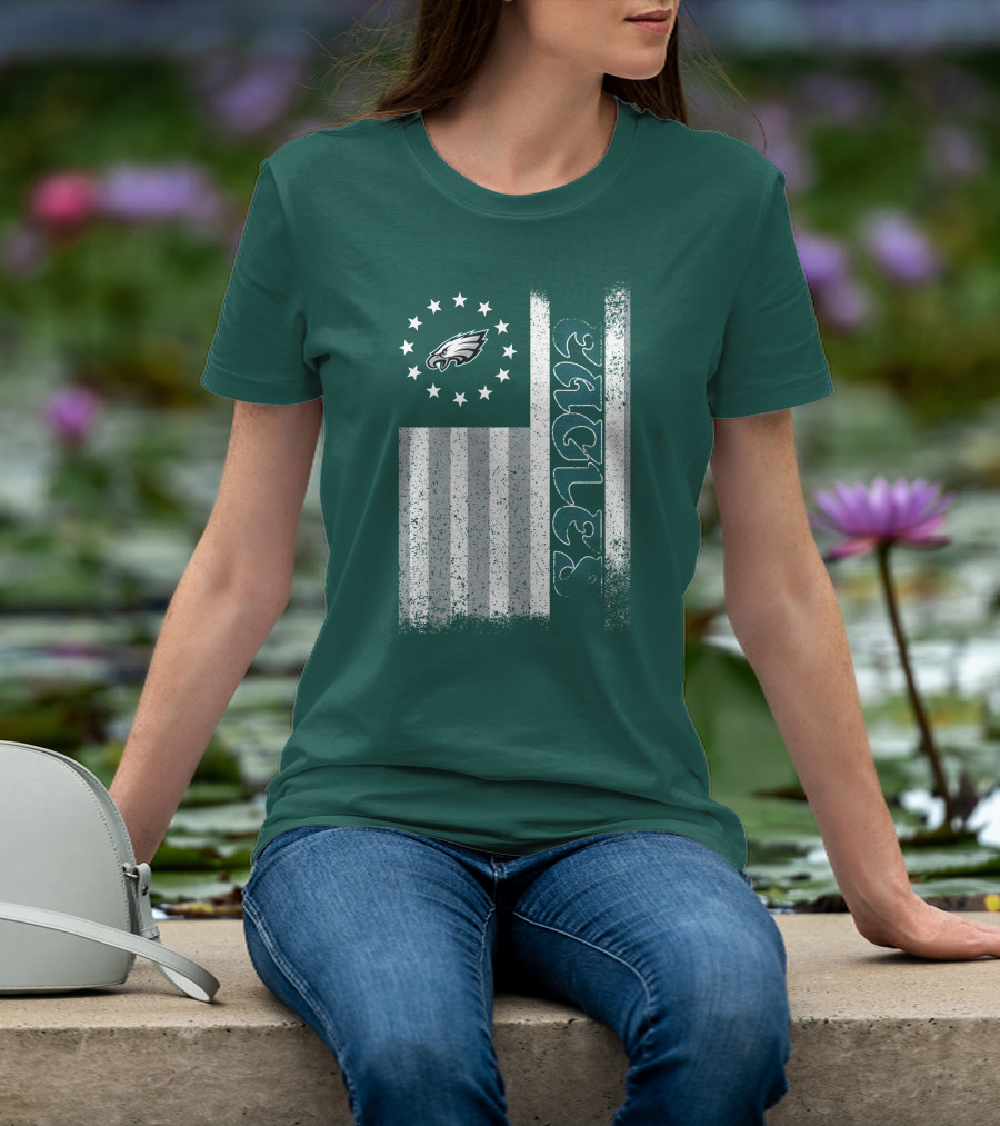 Philadelphia Eagles Stars And Stripes American Flag T-Shirt