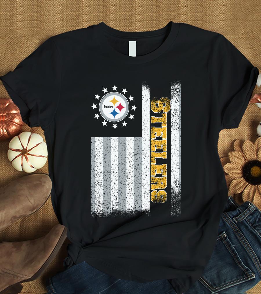 Pittsburgh Steelers American Flag Stars And Stripes T-Shirt