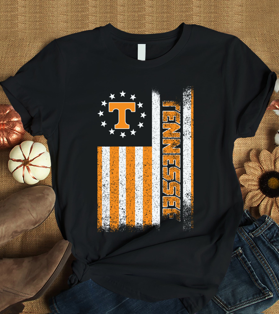 Tennessee Volunteers American Flag Stars And Stripes Vintage Look T-Shirt