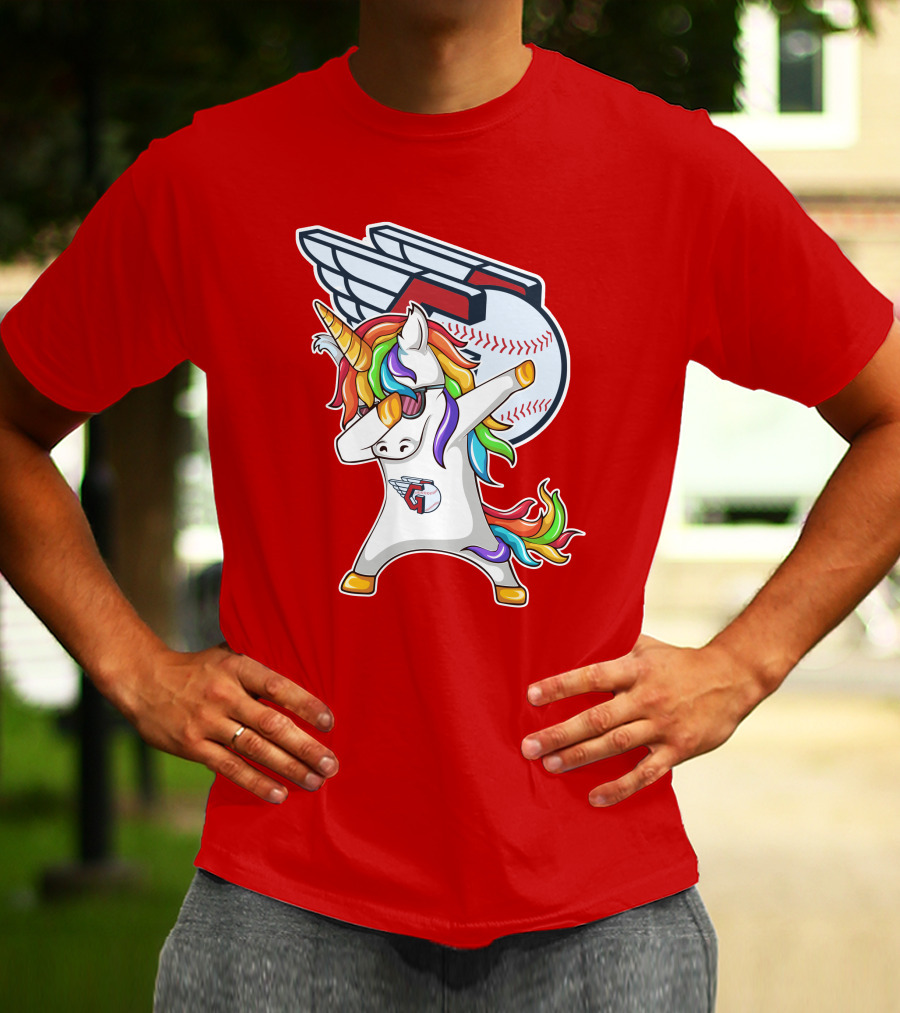 Cleveland Guardians Baseball Unicorn Dabbing With Winged Ball T-Shirt