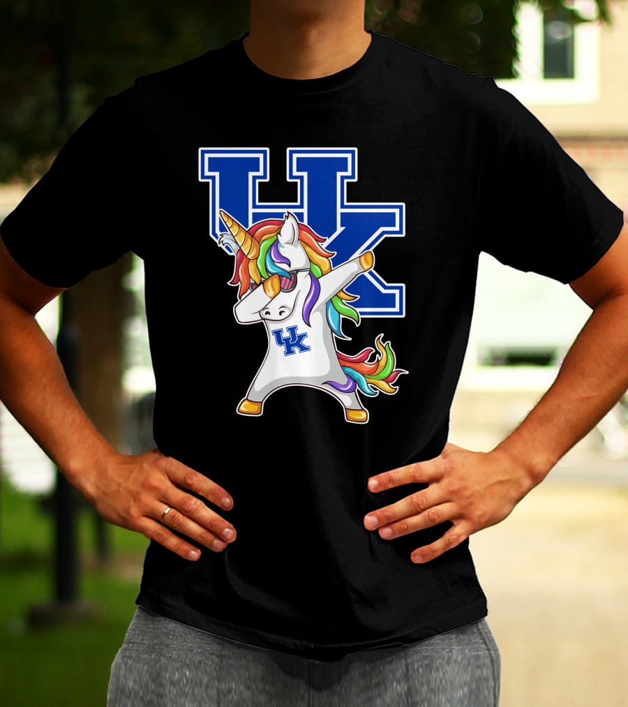 Kentucky Wildcats Unicorn Dabbing UK Logo Rainbow Mane T-Shirt