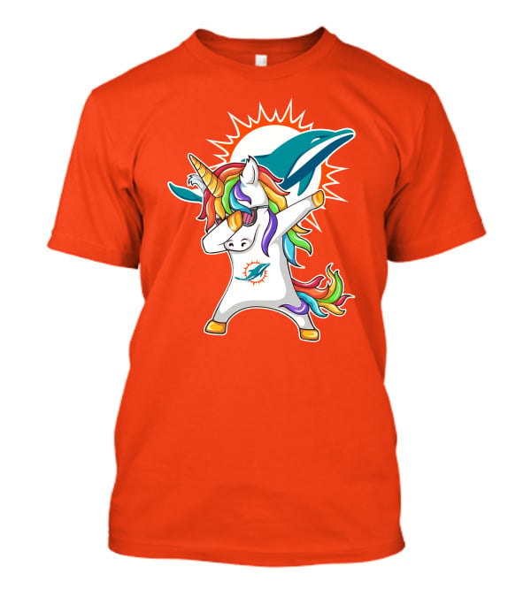 Miami Dolphins Logo Unicorn Dabbing Gesture T-Shirt