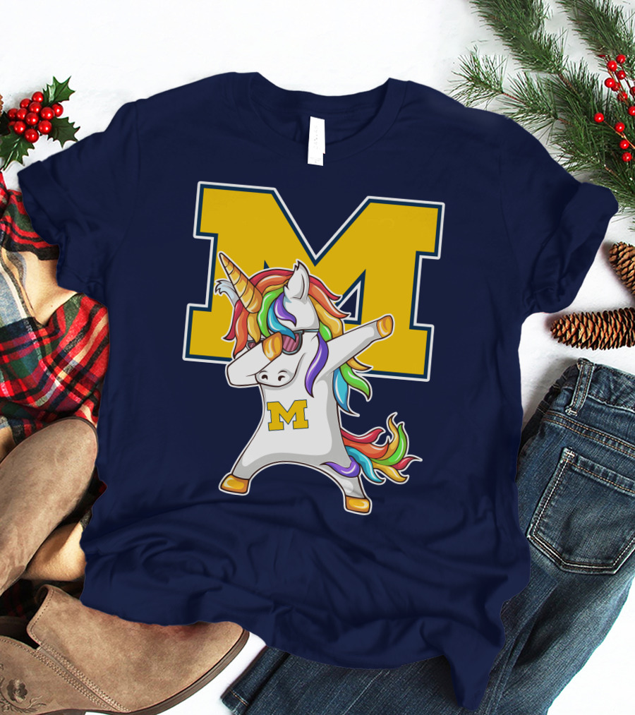 Michigan Wolverines Unicorn Dabbing M T-Shirt