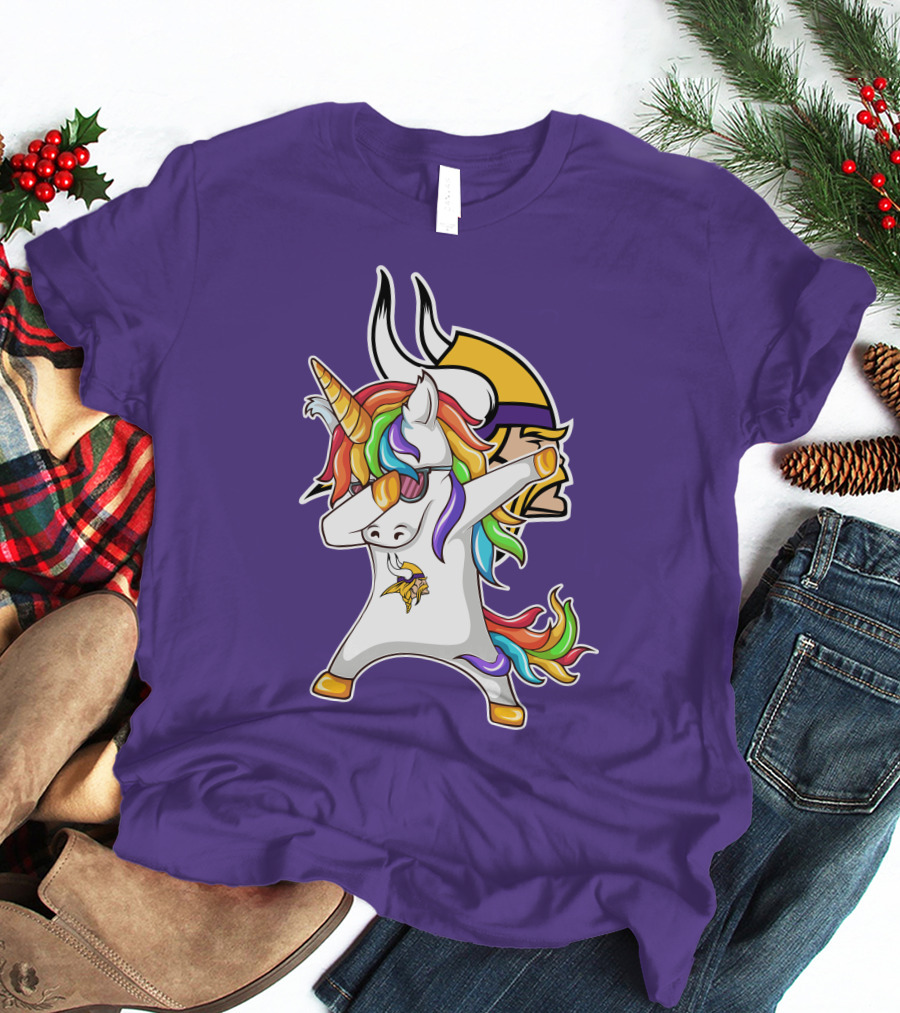 Minnesota Vikings Rainbow Unicorn Dabbing T-Shirt