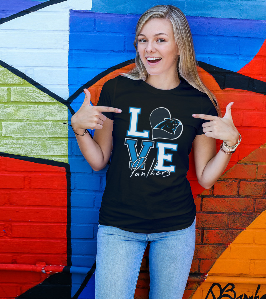 Love Panthers Heart T-Shirt