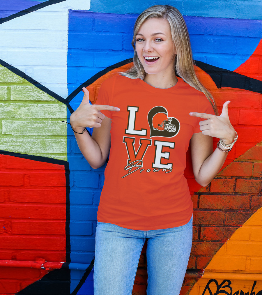 LOVE Browns Football Helmet Heart T-Shirt