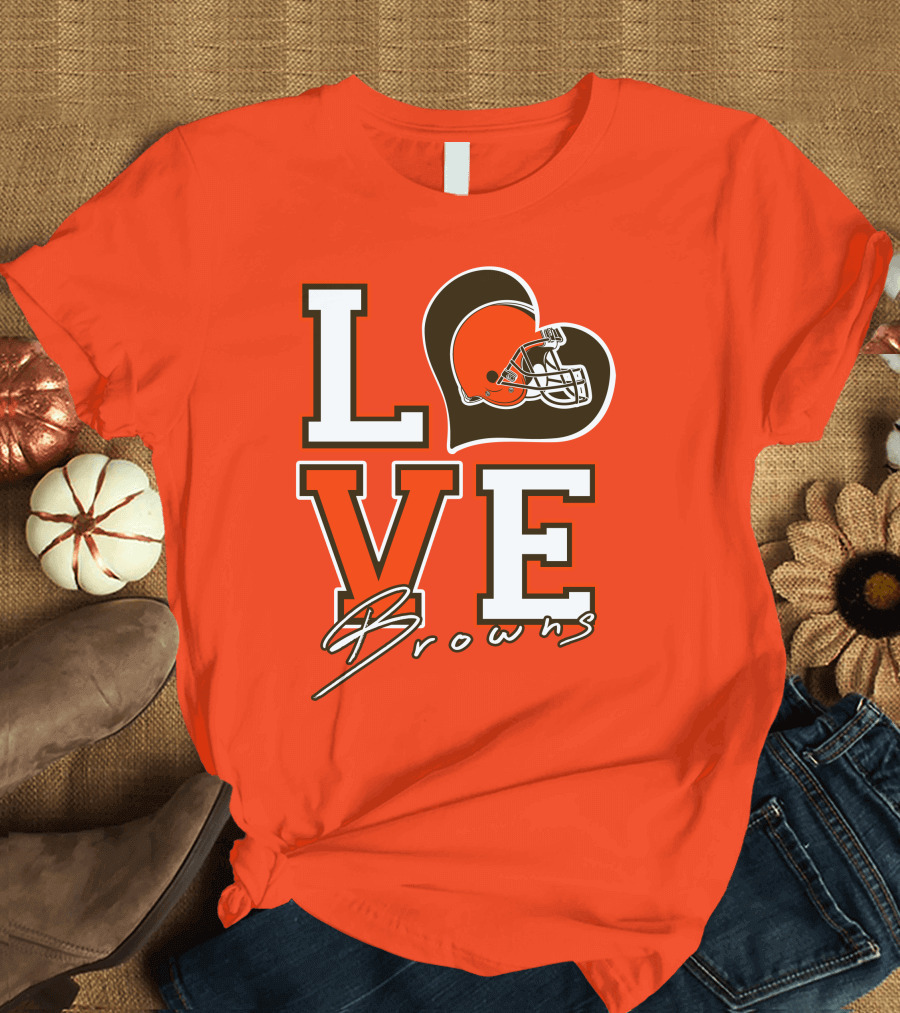LOVE Browns Football Helmet Heart T-Shirt