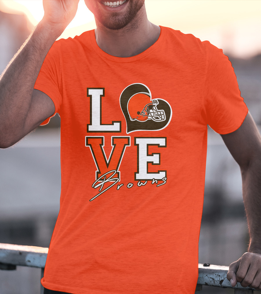 LOVE Browns Football Helmet Heart T-Shirt