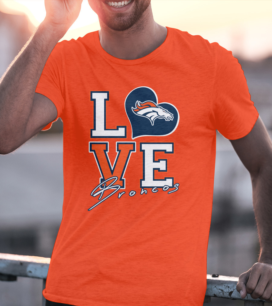 Love Broncos Denver Broncos Heart T-Shirt