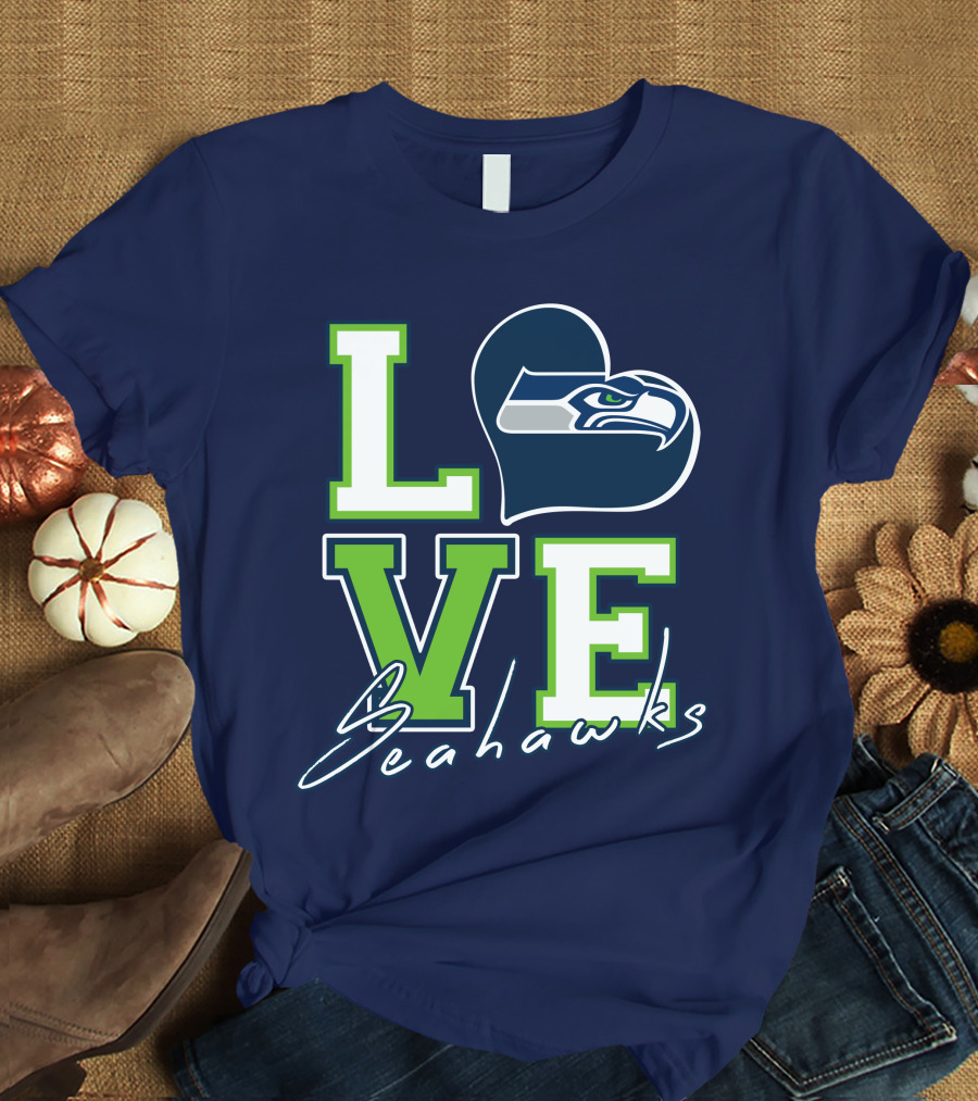 LOVE Seattle Seahawks Heart T-Shirt