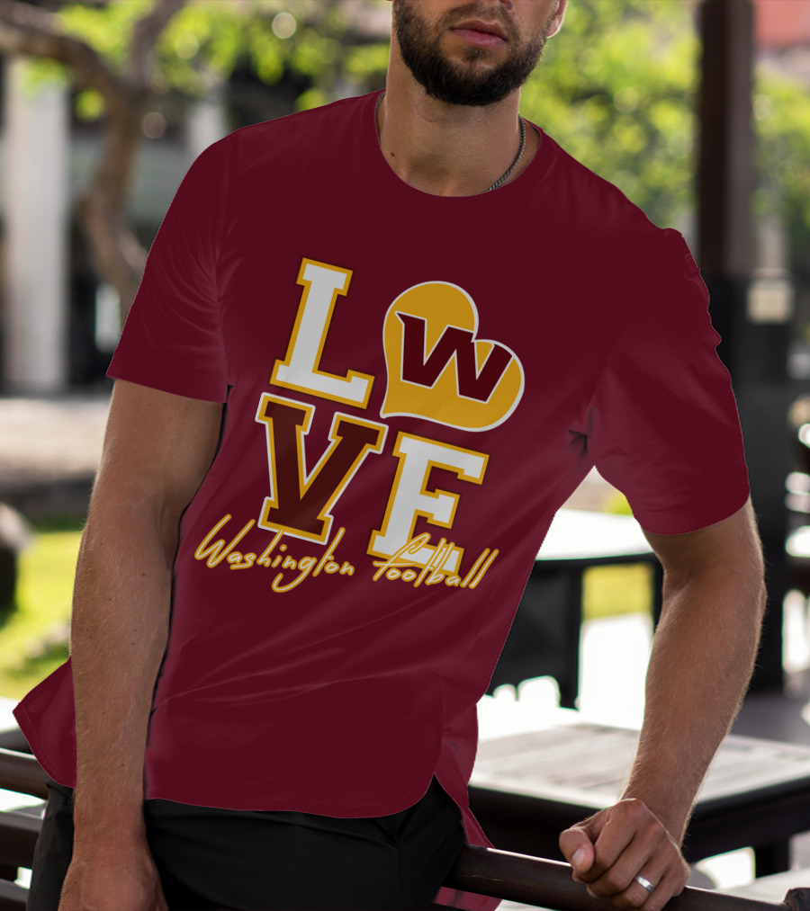 Washington Football Love W Heart T-Shirt