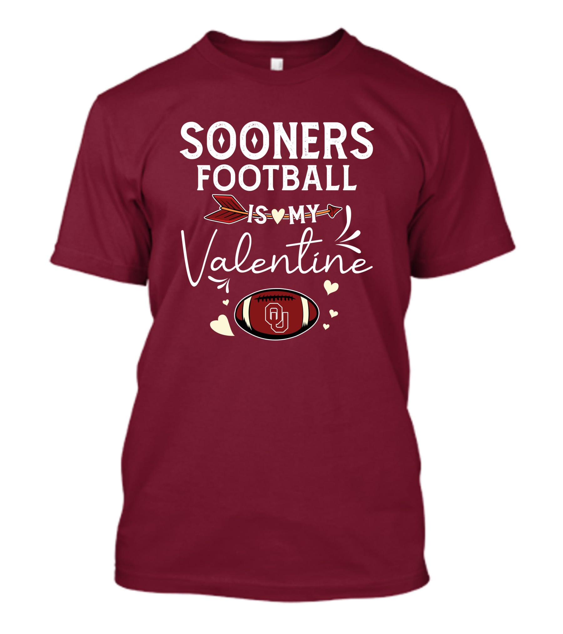 Sooners Football Is My Valentine OU Football Red Arrow And Hearts T-Shirt