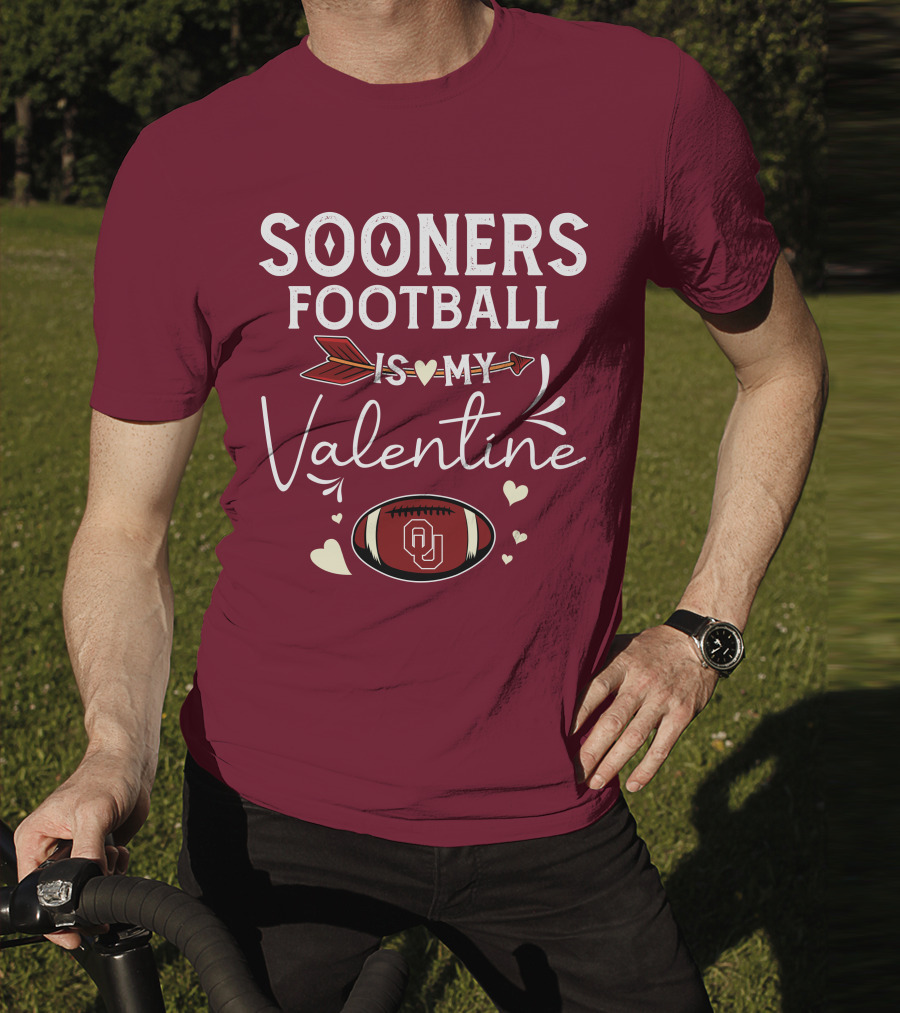 Sooners Football Is My Valentine OU Football Red Arrow And Hearts T-Shirt