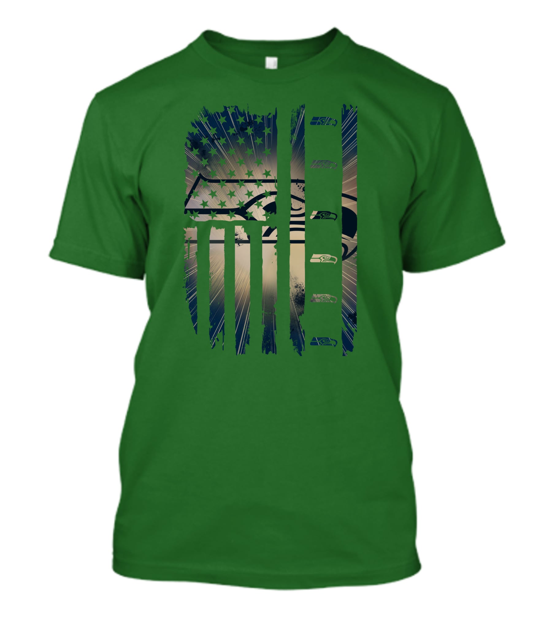 Seattle Seahawks American Flag Distressed Vintage T-Shirt