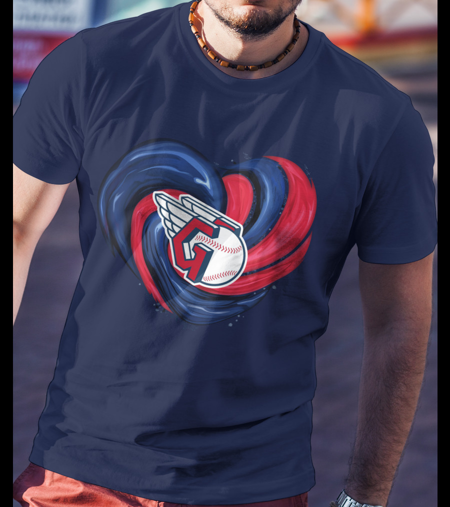 Cleveland Guardians Heart Tornado Baseball T-Shirt