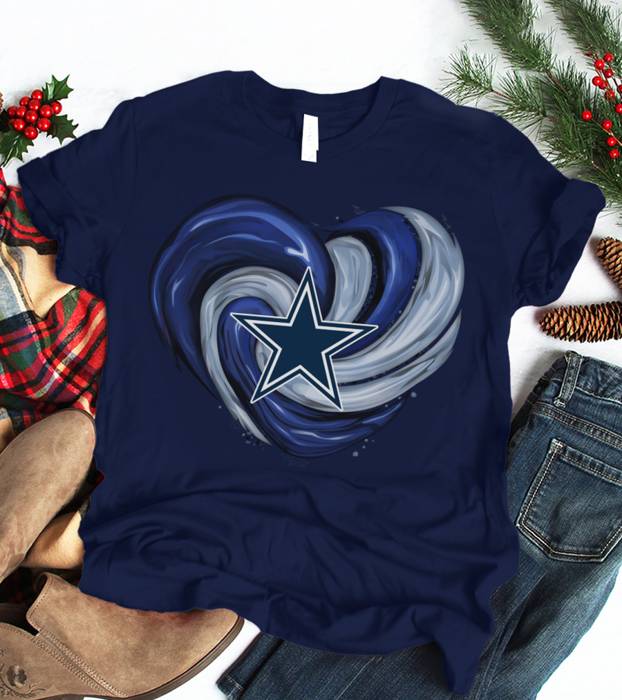 Dallas Cowboys Heart Swirl With Star T-Shirt