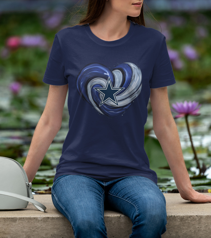 Dallas Cowboys Heart Swirl With Star T-Shirt
