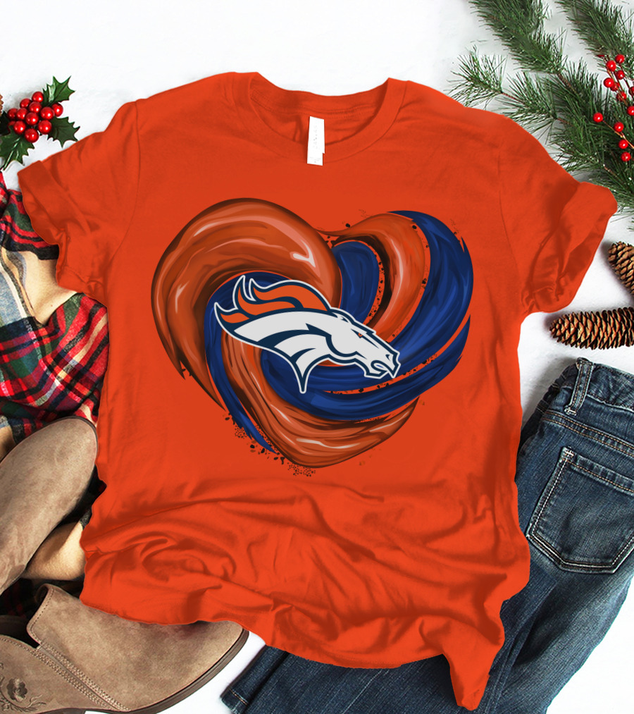 Denver Broncos Heart Logo Swirl T-Shirt