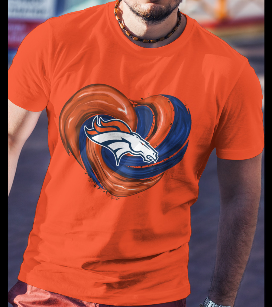 Denver Broncos Heart Logo Swirl T-Shirt