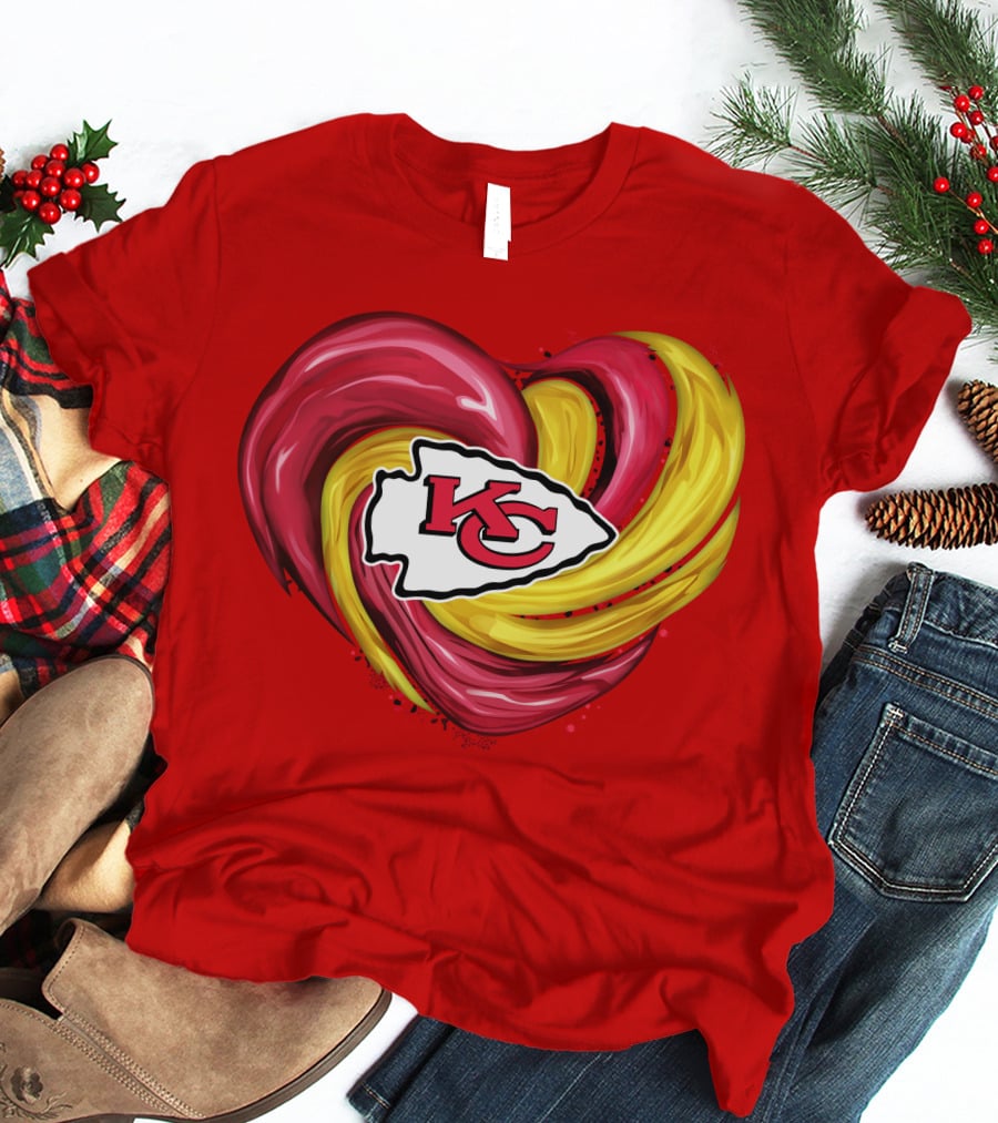 Kansas City Chiefs Heart KC Tornado Colors T-Shirt
