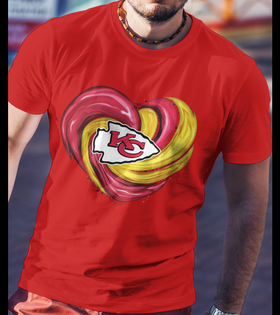 Kansas City Chiefs Heart KC Tornado Colors T-Shirt