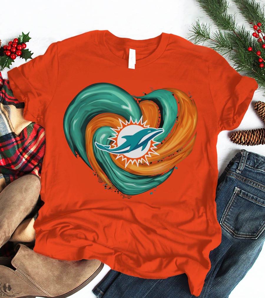 Miami Dolphins Heart Tornado Fan T-Shirt