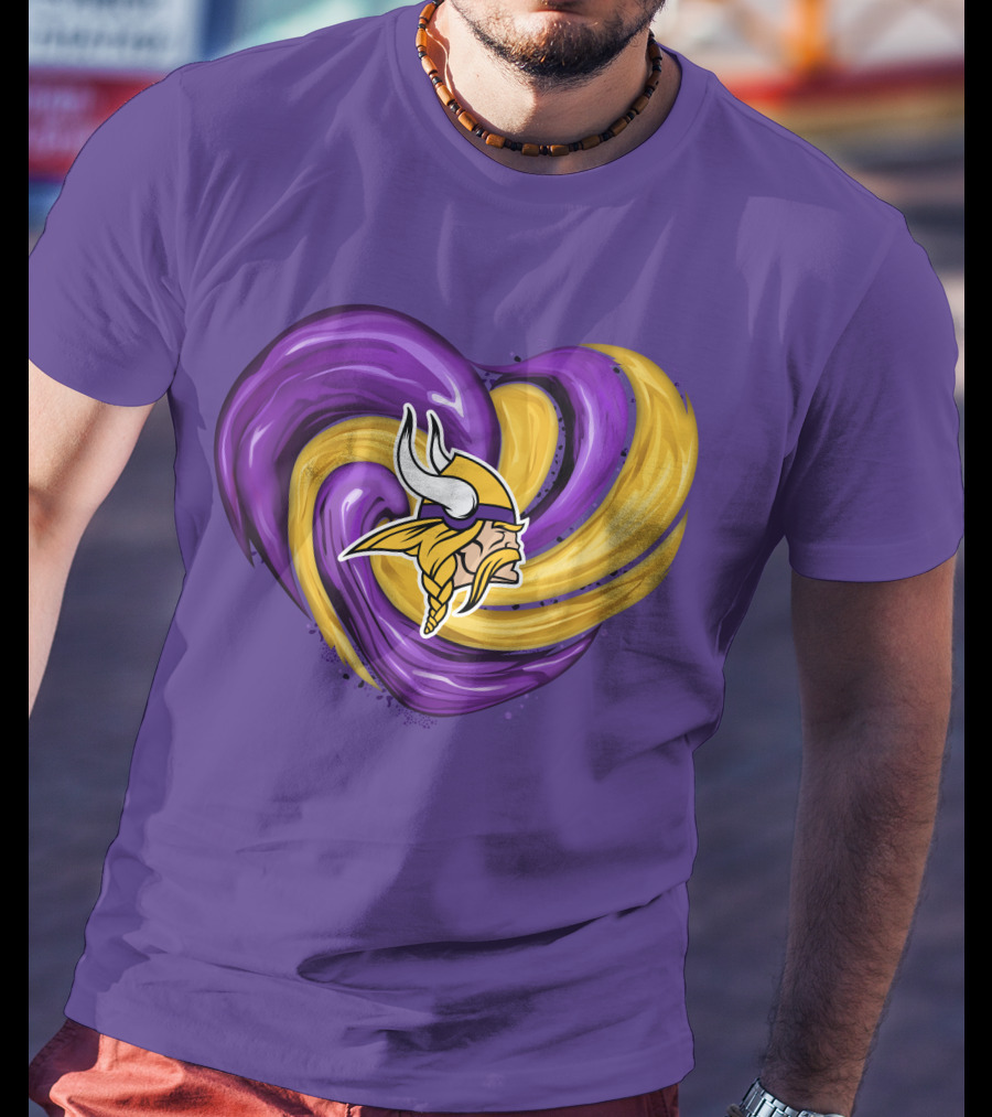 Minnesota Vikings Heart Swirl Viking Helmet T-Shirt