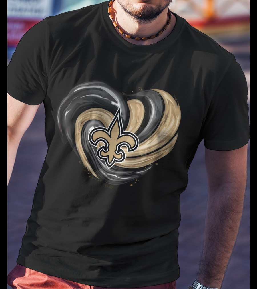 New Orleans Saints Fleur-de-Lis Tornado Heart T-Shirt