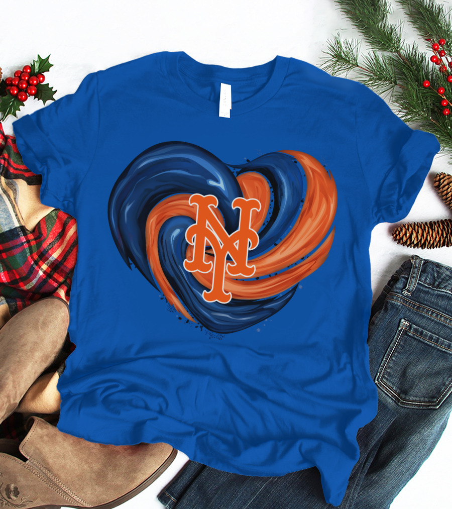 New York Mets Heart Swirl Icon Emblem T-Shirt
