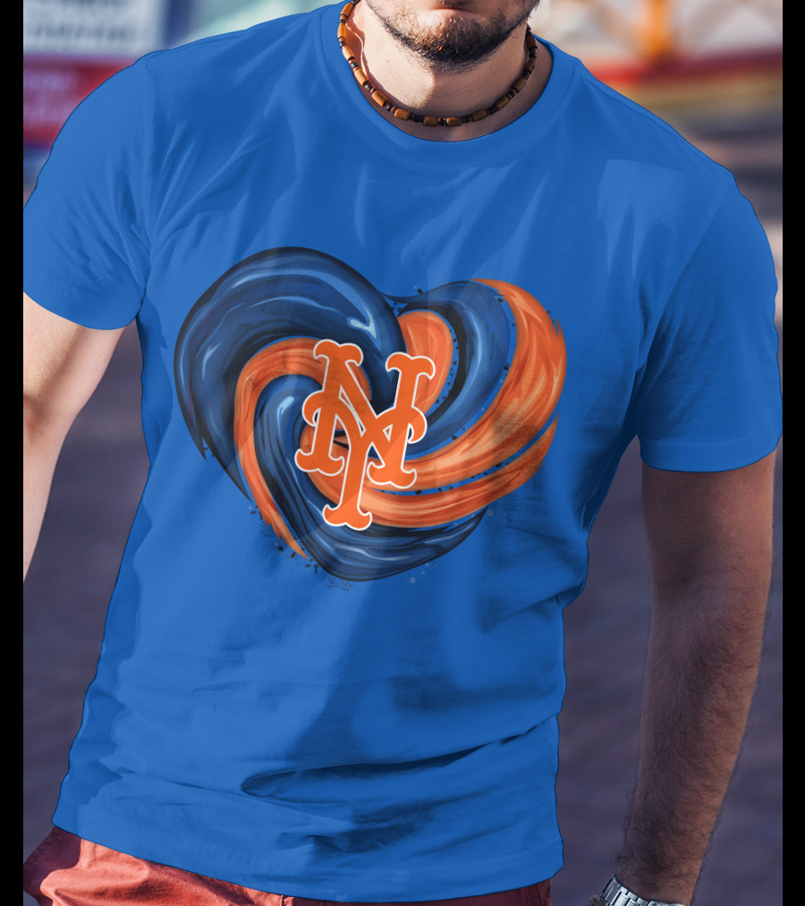 New York Mets Heart Swirl Icon Emblem T-Shirt