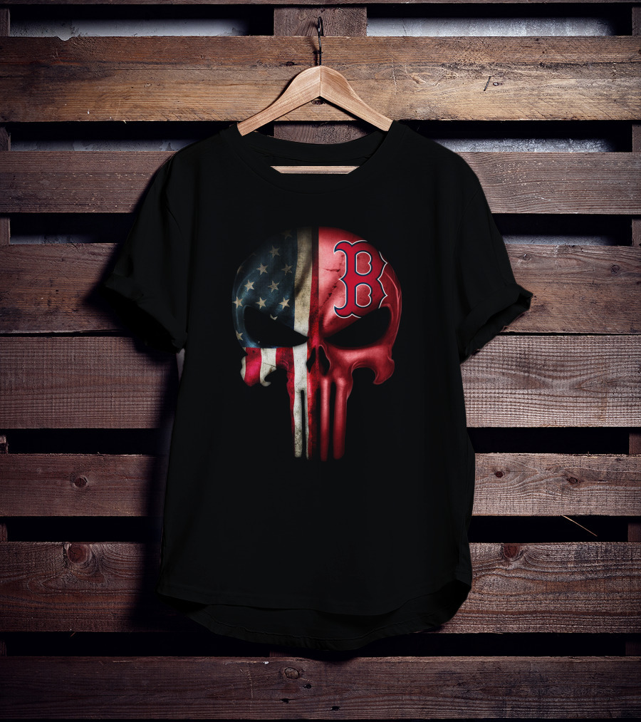 The Punisher Skull American Flag Boston Red Sox T-Shirt