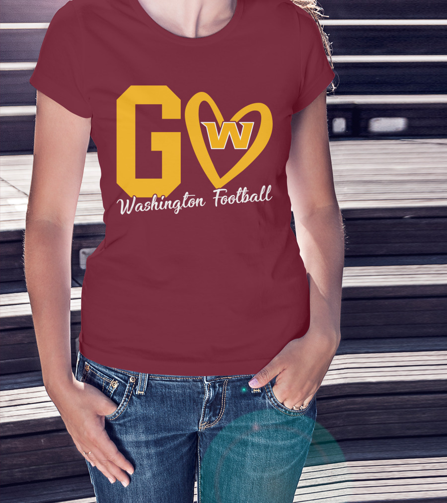 Go W Washington Football Team Heart T-Shirt