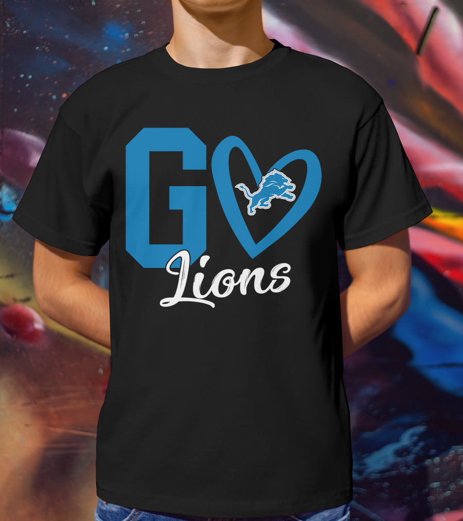 Go Lions Heart Detroit Lions T-Shirt