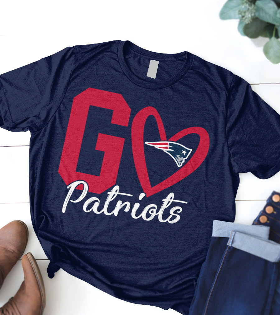 Go Patriots New England Patriots Logo Heart T-Shirt