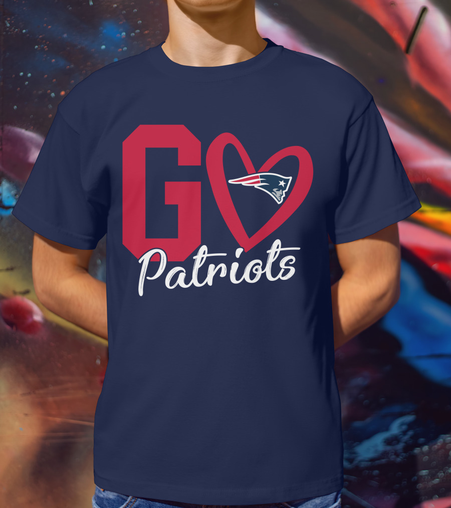 Go Patriots New England Patriots Logo Heart T-Shirt