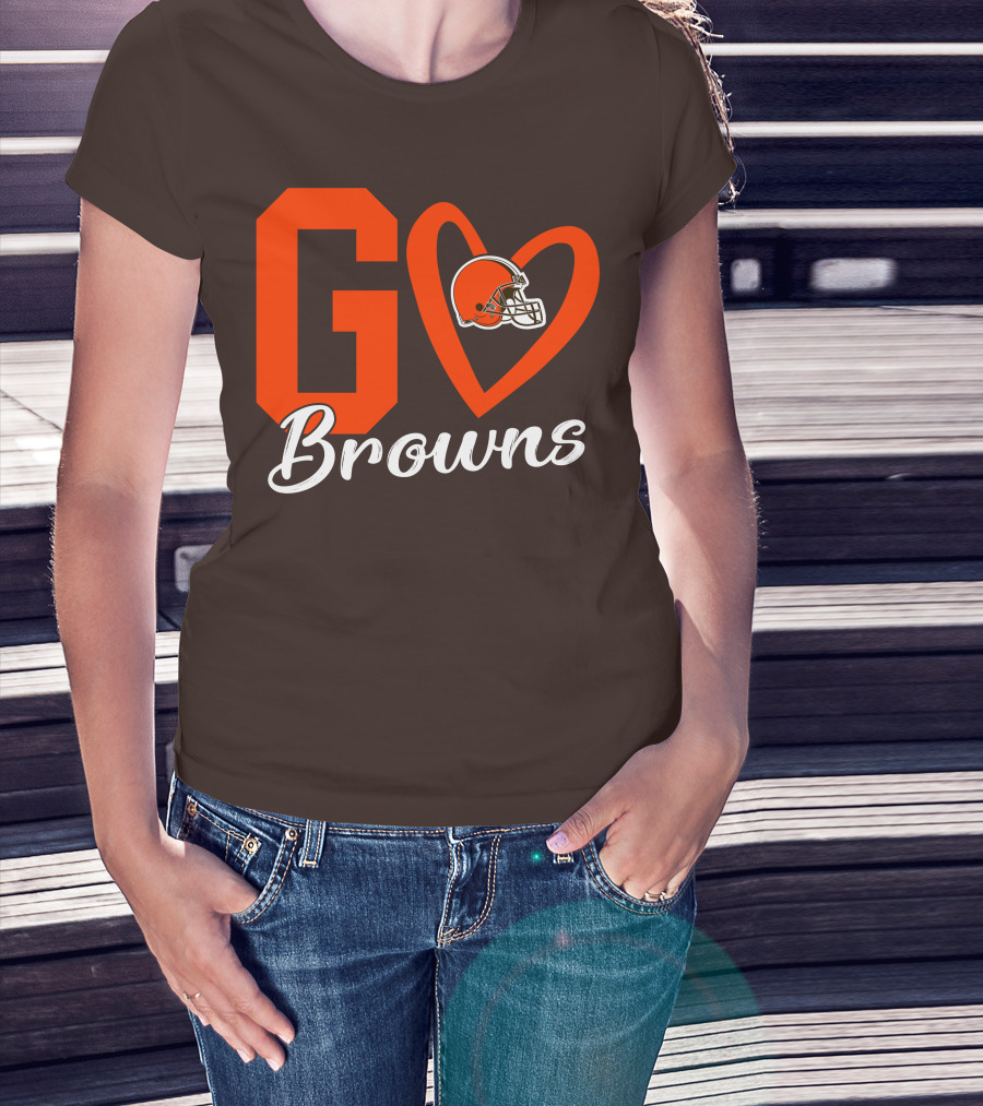 GO Heart Browns Football Helmet T-Shirt