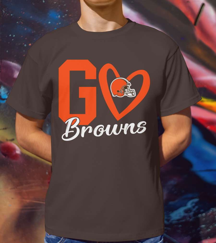 GO Heart Browns Football Helmet T-Shirt