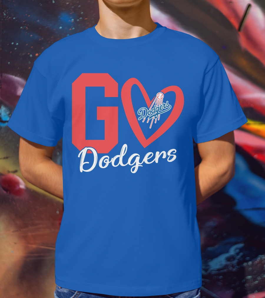 Go Dodgers Heart Logo Baseball Dodgers T-Shirt