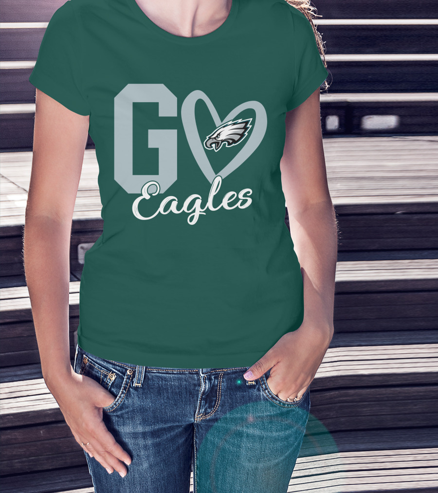 Go Eagles Philadelphia Eagles Logo Heart T-Shirt