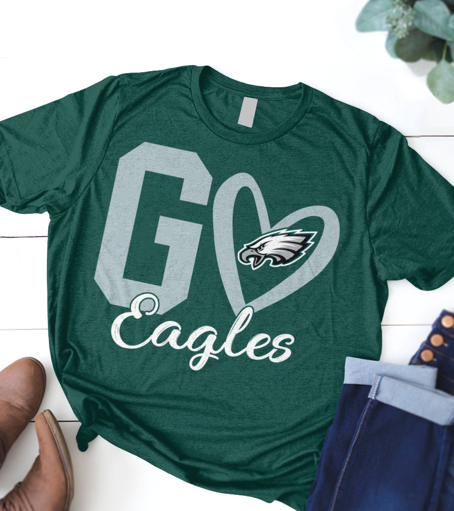 Go Eagles Philadelphia Eagles Logo Heart T-Shirt