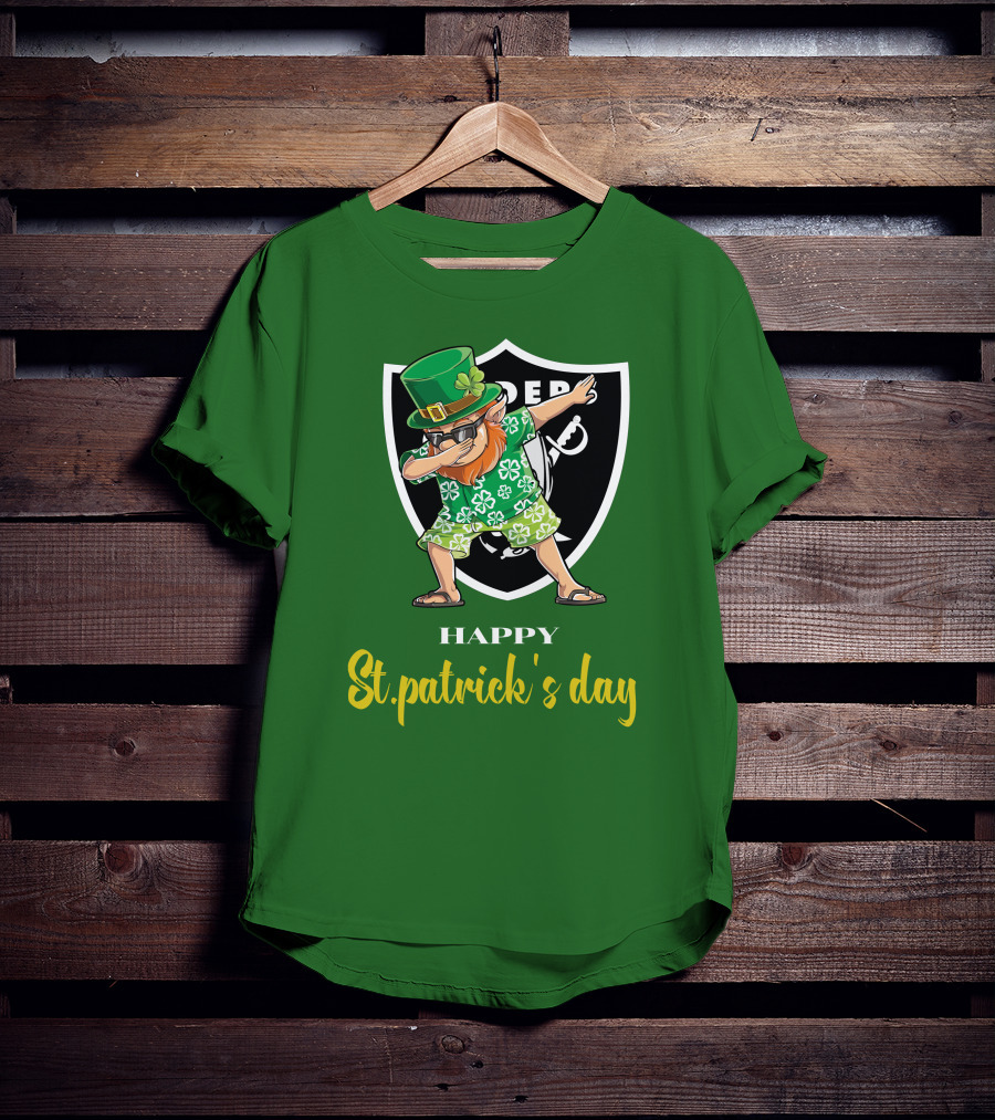 Las Vegas Raiders Happy St Patrick's Day Dabbing Leprechaun T-Shirt