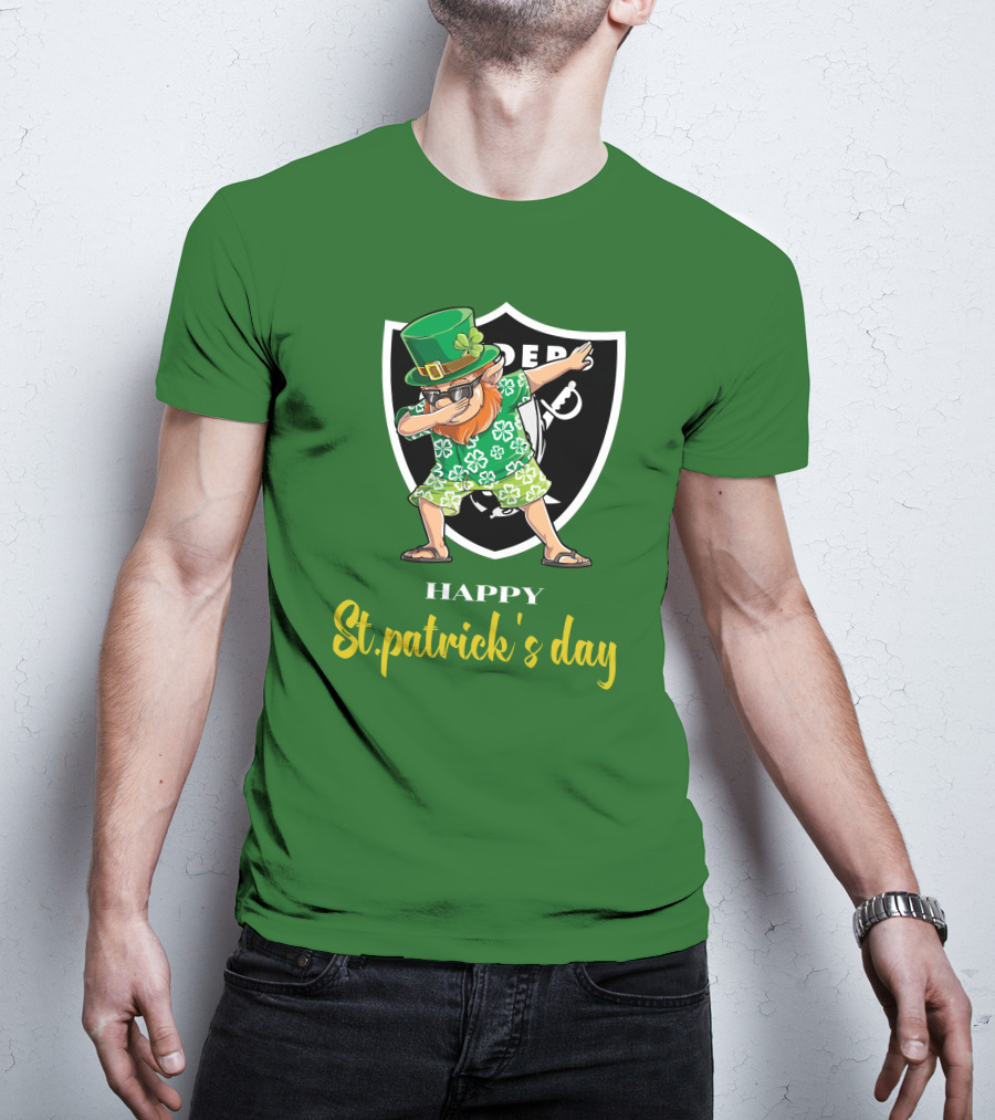 Las Vegas Raiders Happy St Patrick's Day Dabbing Leprechaun T-Shirt