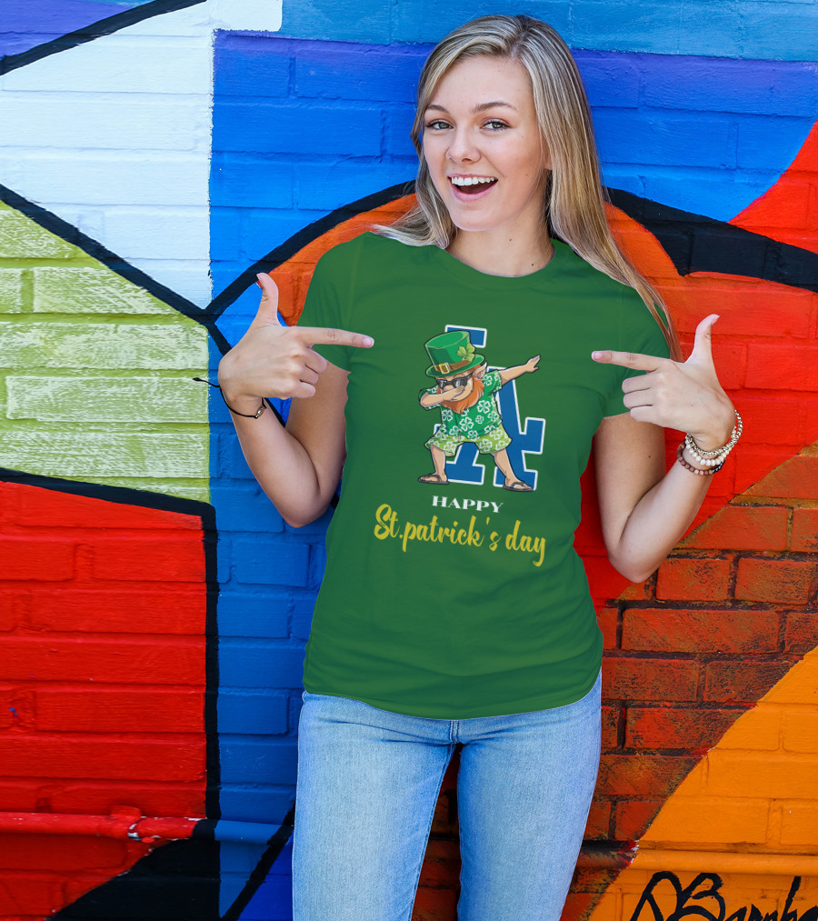 Happy St. Patrick's Day Los Angeles Dodgers Dabbing Leprechaun T-Shirt