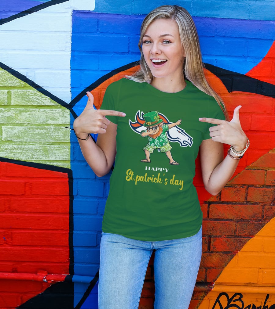 Happy St. Patrick's Day Denver Broncos Dabbing Leprechaun T-Shirt