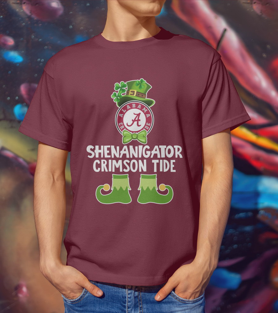 Shenanigator Alabama Crimson Tide St. Patrick's Day Funny Leprechaun T-Shirt
