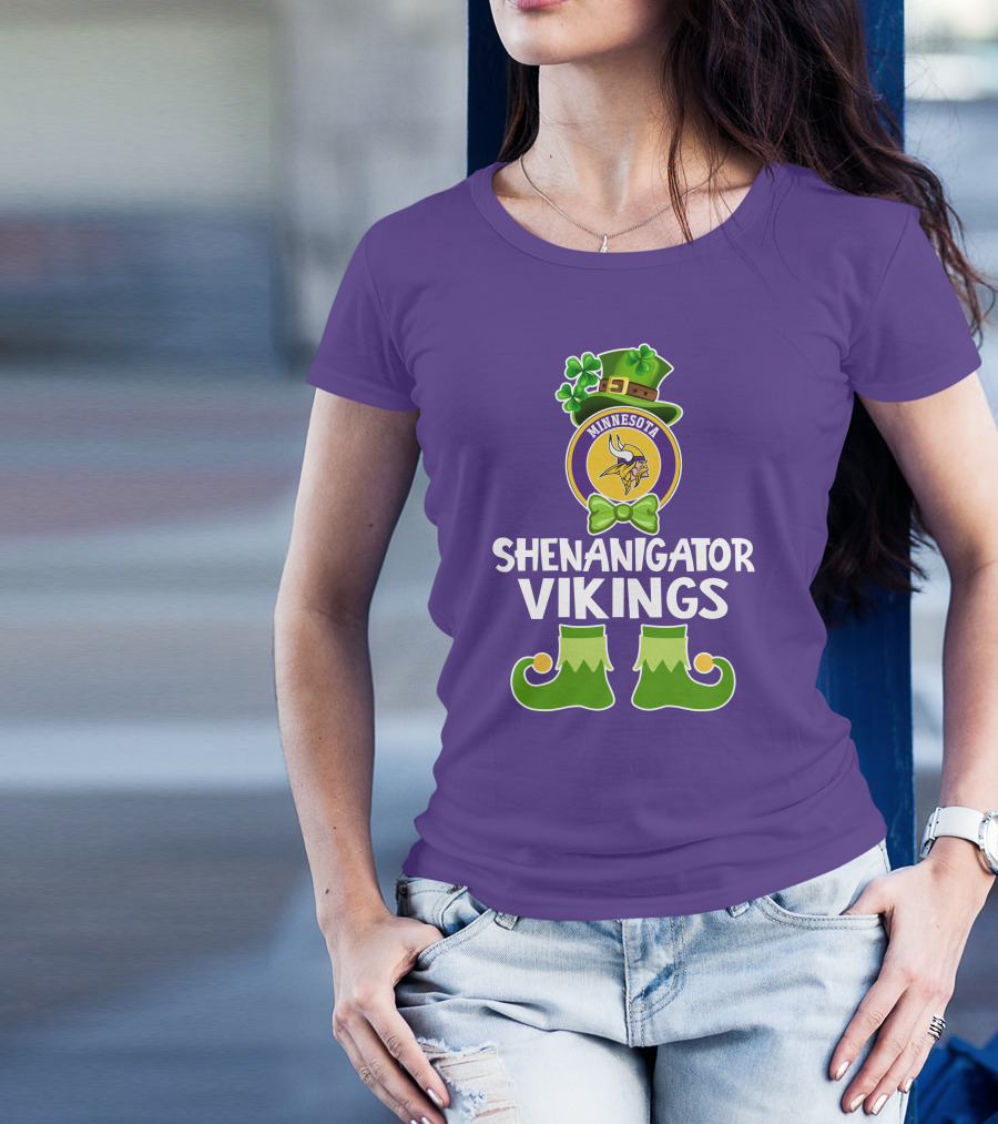 Shenanigator Minnesota Vikings St. Patrick's Day Funny Leprechaun T-Shirt