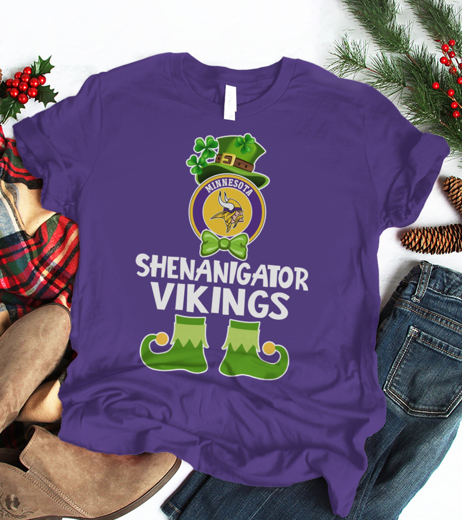 Shenanigator Minnesota Vikings St. Patrick's Day Funny Leprechaun T-Shirt