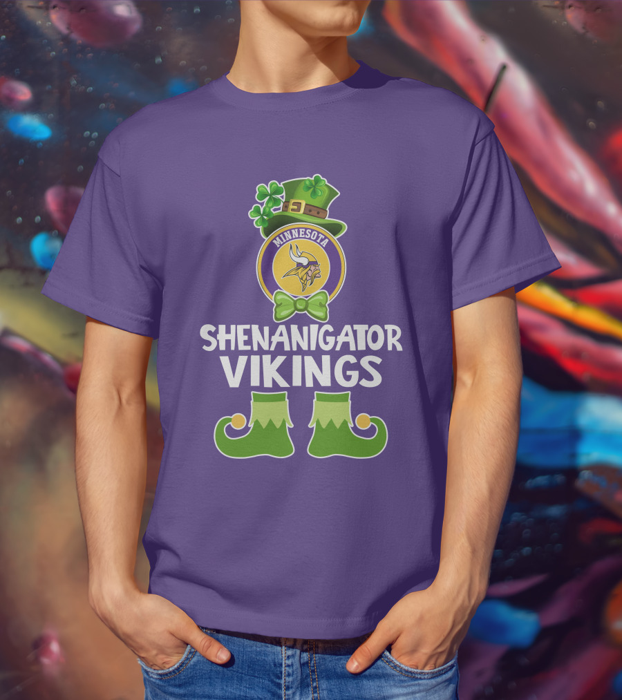 Shenanigator Minnesota Vikings St. Patrick's Day Funny Leprechaun T-Shirt