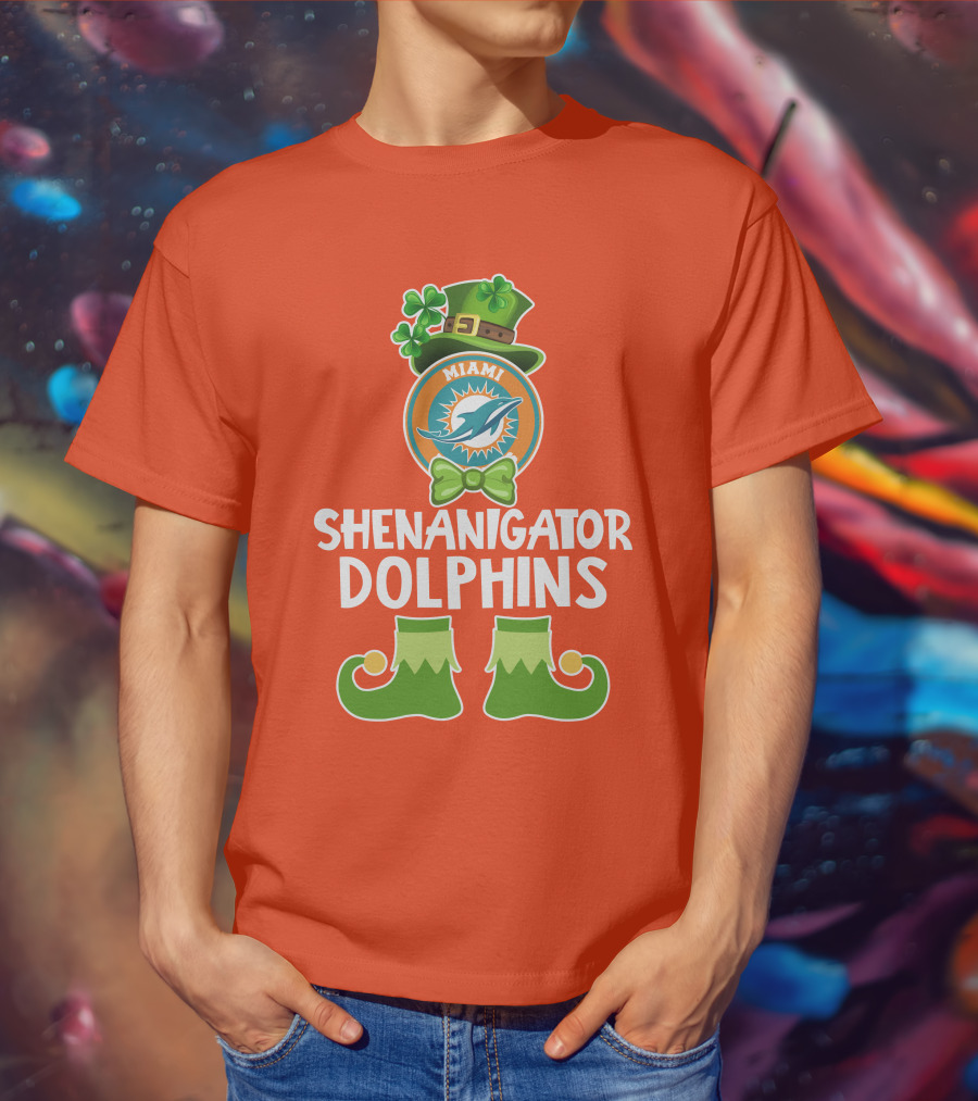 Shenanigator Miami Dolphins St. Patrick's Day Funny Leprechaun T-Shirt
